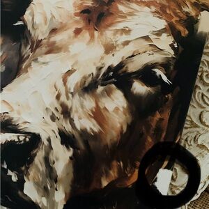 Abstract Brown and Black Bull Art Print